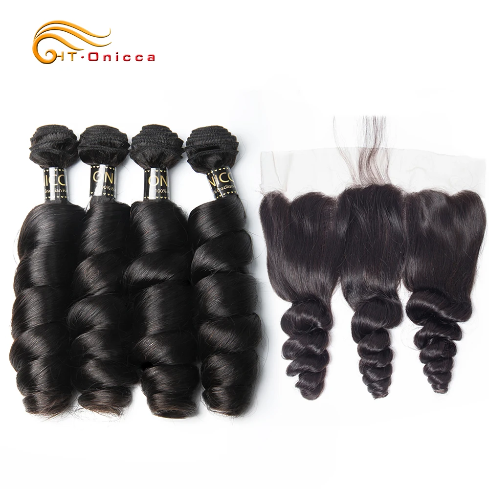 

Loose Wave Peruvian Hair Bundles with Frontal Remy Hair 2 3 4 Bundles with Closure Human Hair Bundles with Lace Frontal