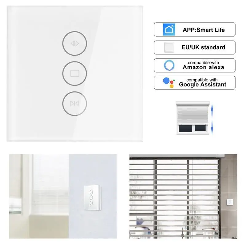 

Tuya app Electric curtain motor EU/UK wifi smart life touch curtain switch voice control by Alexa echo and Google home phone