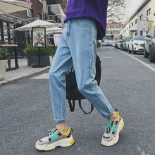 Летние мужские модные трендовые черные/синие повседневные штаны-шаровары Стрейчевые узкие джинсы байкерские джинсовые брюки 27-34