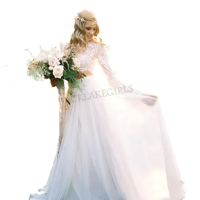 Us 158 4 Long Sleeves Wedding Dress Lace Bride Two Pieces Beach Informal Robe De Mariee 2018 In Dresses From Weddings Events Us 158 4 Long Sleeves Wedding Dress Lace Bride Two Pieces Beach Informal Robe De Mariee 2018 In Dresses From Weddings Events
