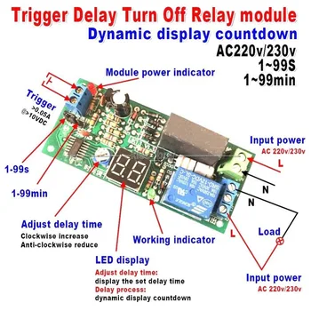 

AC 220V digital LED Display Delay Timing Timer Switch Delay Turn OFF Relay