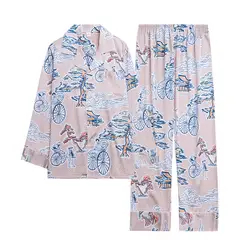 Мужская пижама Silk-как пижамы Для мужчин осень Длинные штаны пижамный комплект удобные Для мужчин пижамы костюм новый список