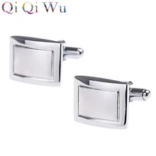 6 Pair Factory Wholesale Price Rectangular Cufflinks Wedding Gifts for Men Guests Square Cuff Link Business Gifts Silver Buttons charming plating white steel cufflinks for men protractor set square pair