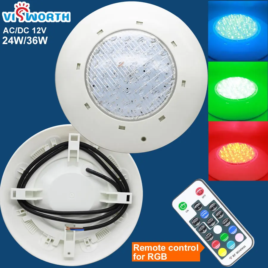 [VisWorth 24 W 36 W Led luz piscina IP68 impermeable AC/DC 12 V RGB al aire libre luz subacuática estanque Led Piscina Luz foco [VisWorth 24 W 36 W Led luz piscina IP68 impermeable AC/DC 12 V RGB al aire libre luz subacuática estanque Led Piscina Luz foco