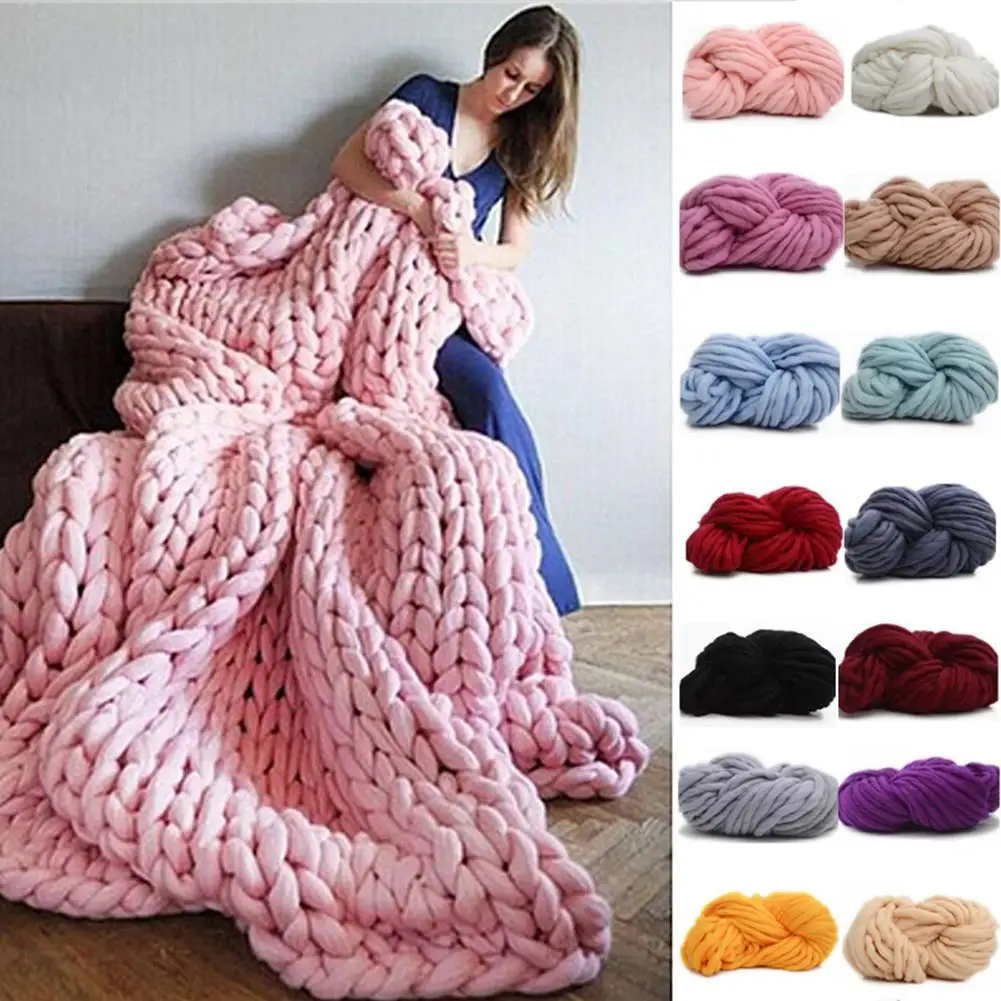 

250g Fashion Super Bulky DIY Hand Knitting Blanket Hats Warm Giant Thick Yarn
