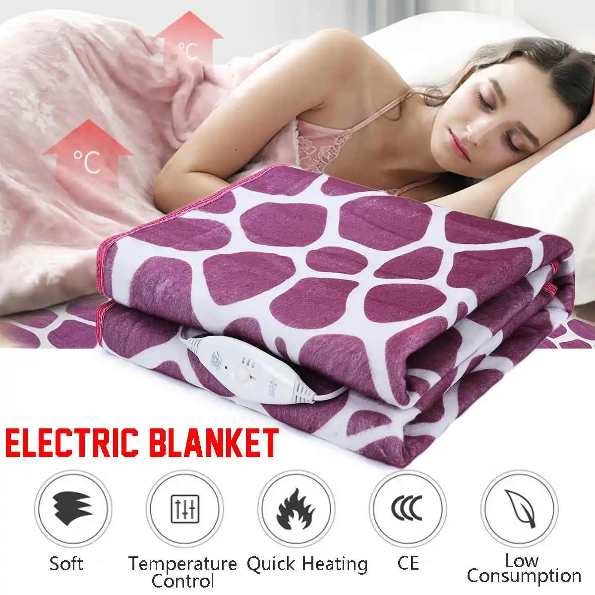 

220V King Size Bed Electric Heated Blanket Heating Mat Winter Warmer Thermostat Tree/Deer Pattern Breathable 120x150cm Keep Warm