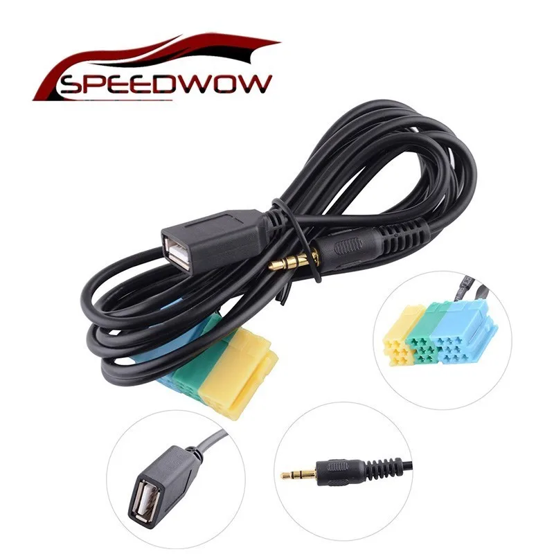 SPEEDWOW 3 5 мм + USB разъем 2 в 1 Автомобильный видео аудио прочный Кабель адаптер