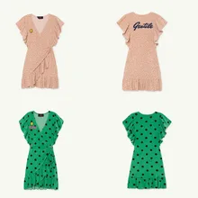 Детское платье г. TAO/весенне-летние платья принцессы с короткими рукавами и принтом в горошек для девочек новая хлопковая одежда с надписью для маленьких детей