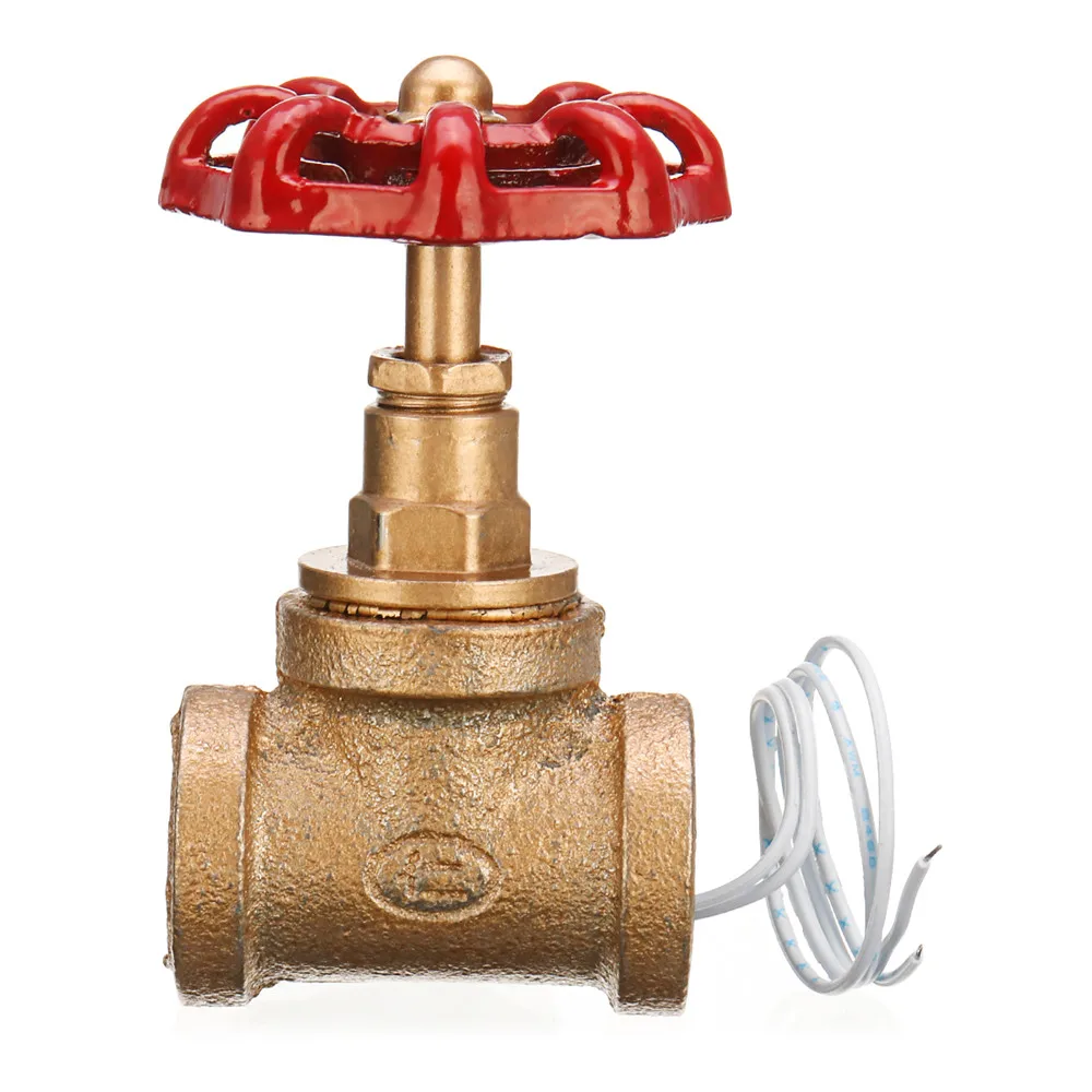  Vintage 1/2 Inch Red Handle Stop Valve Light Switch With Wire For Water Pipe Lamp