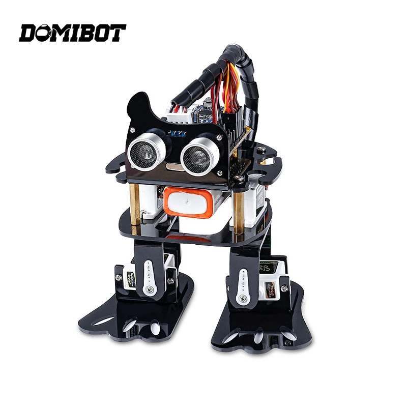 

Domibot DIY 4DOF Robot Kit Program Ultrasonic Learning Kit for Arduino Children Toys Gift