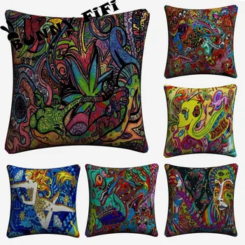 

Psychedelic Abstract Acrylic LSD ACID Decorative Pillow Covers For Sofa Home Decor Linen Cushion Case 45x45cm Throw Pillow Cases