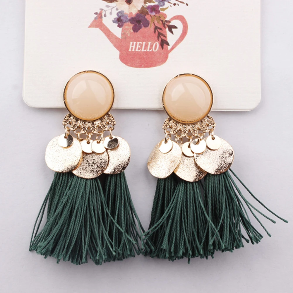 

Woman Earrings Vintage Party Dangle Tassel Wedding Fabala Sequins Jewelry Accessories Alloy Bohemia