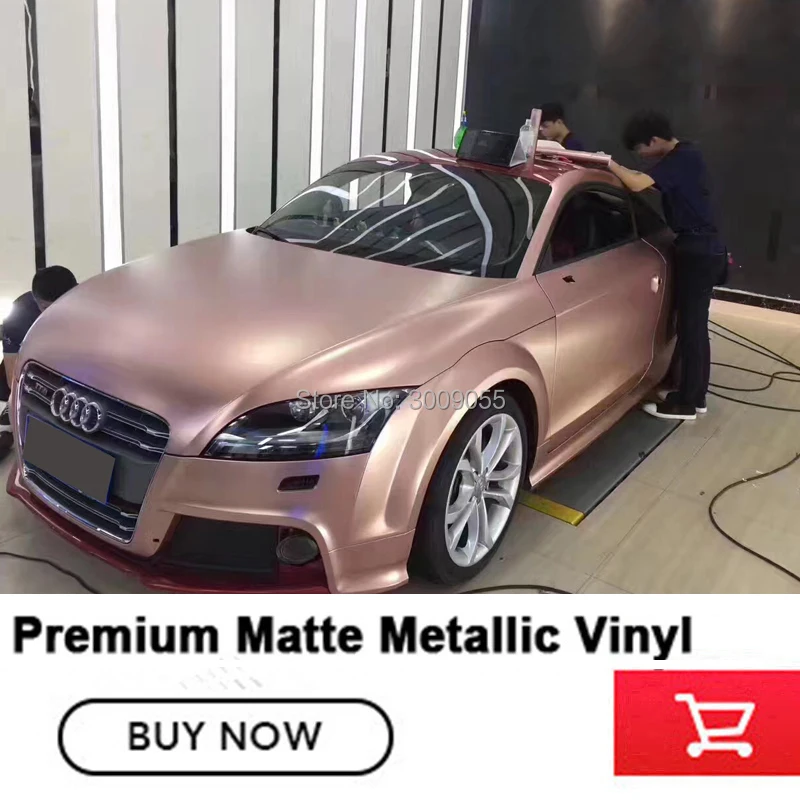 

Hot Selling 1.52*20m PVC rose gold matte metallic vinyl surface Metallic Car Body Wrap Matte rose gold Vinyl Wrap