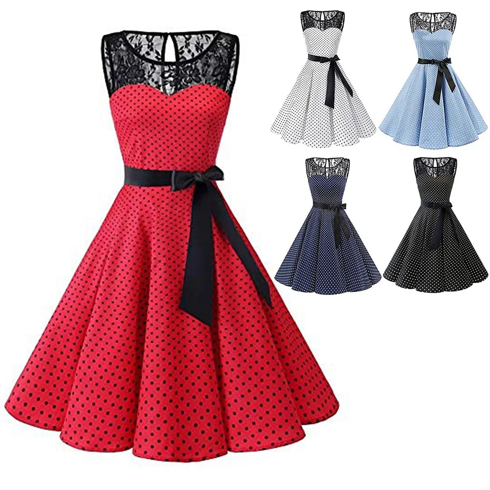 

Ladies Vintage Retro Lace Dress Party Short Sleeve Evening Gowns Petticoat Gowns Evening Elegant Rockabilly Sexy Dress