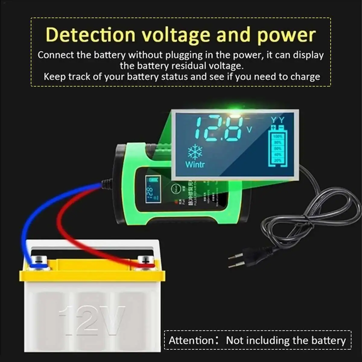 12V 5A Auto Car Intelligent Battery Charger Jump Starter LCD Intelligent 100-240V 100AH Pulses Repair Type