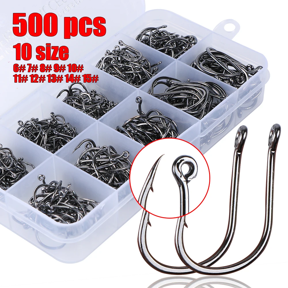 Goture 500 Pcs/box High Carbon Steel Fishing Hook Size 3-12# or 6-15# Carp Fishing Hooks Fishhook Fishing Accessories