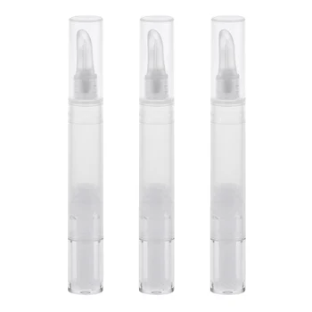 

Empty Clear Twist Pen Cosmetic Container Lip Gloss Bottle 3Pc Portable Brush Pen Applicator