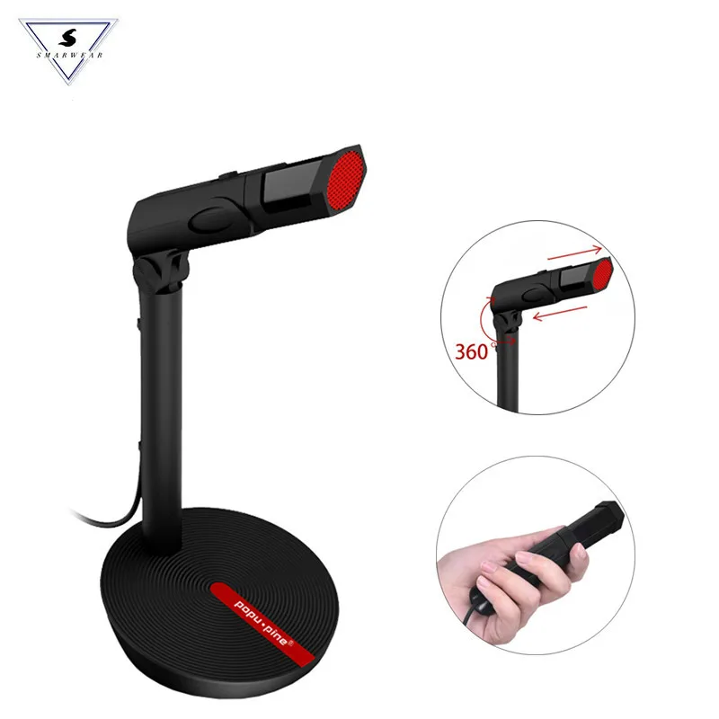 

Ssmarwear Karaoke Microphone Vocal Record Studio PC USB 3.5mm for Computer Vol Adjust Switch Rotatable Flexible Professional Mic