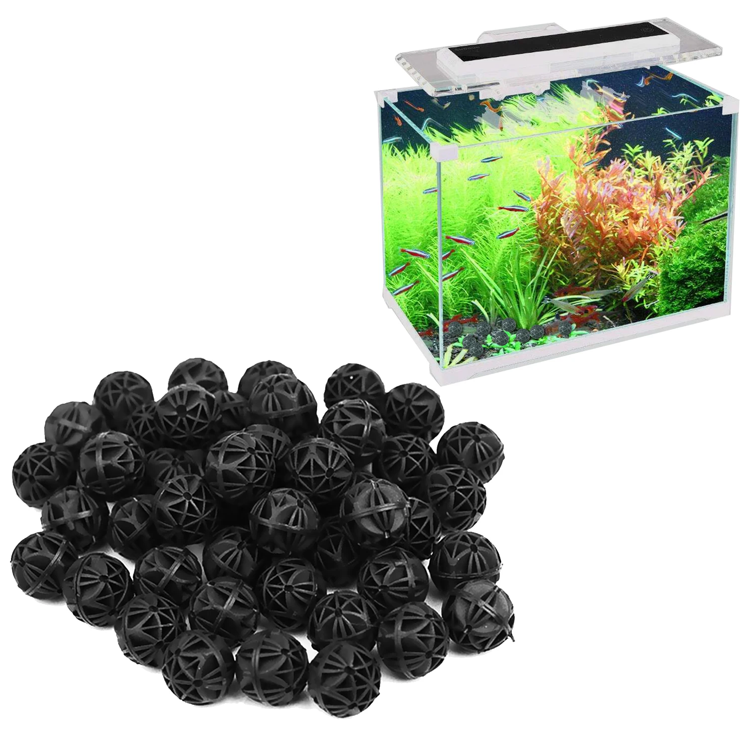 

Behogar 100pcs Aquarium Bio Balls Filter Strainer Media for Fish Tank Aquarium Pond 16mm