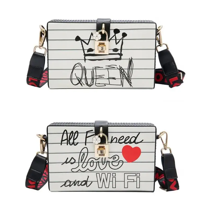 

Female Letter Print Crossbdoy Messenger Handbag Girls Female Box Case Bag Women Shoulder Tote Bags Bolsas Feminina