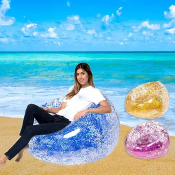 

Multi-purpose Sequins Inflatable Sofa Lazy Couch Outdoor Beach Bedroom Cute Recliner Fashion Cushion Sofa Chair