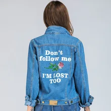 Women Basic Denim Coats Autumn Vintage Rose Letter Embroidery Jacket Long Sleeve Loose Plus Size 5XL Jeans Jackets Girls Outwear