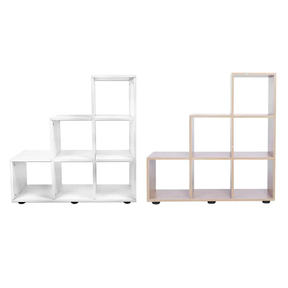 

6 Grids Step Storage Cube Display Shelf Modern Wooden Bookshelf Bookcase Home Office Use New