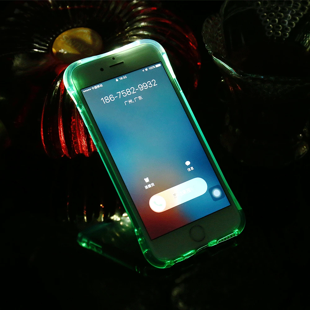 KISSCASE Luminous Case For iPhone 6S 6 7 8 Plus 5S 5 SE Cases Transparent Call Flash Shell X 10 LED TPU Cover |