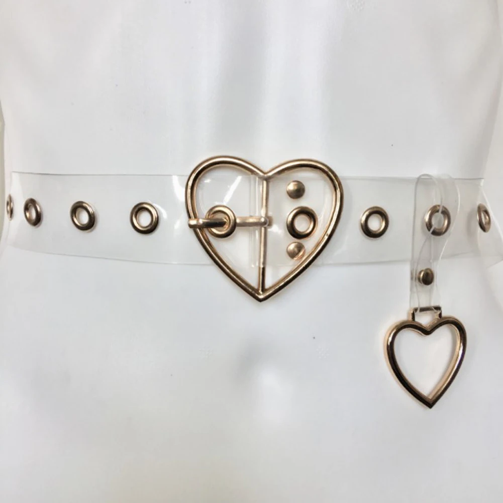 

DIY Round Square Heart Belt Buckle Pin Metal Buckle Women Strap Waist Belt Resin Transparent Long Belt Silver Gold Color