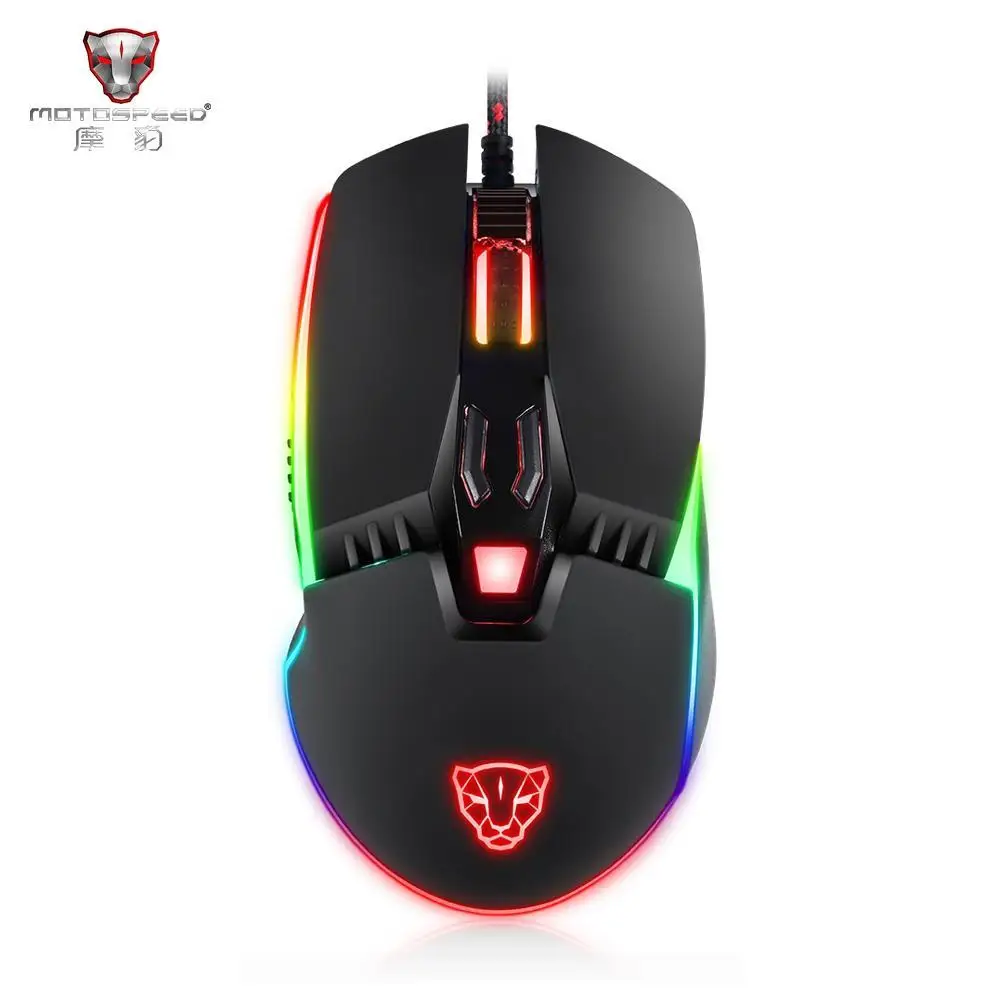 

New Motospeed V20 Gaming Mouse 5000DPI 7 Buttons Colorful Breathing LED Optical Wired Game Computer Mouse For PC Gamer Black
