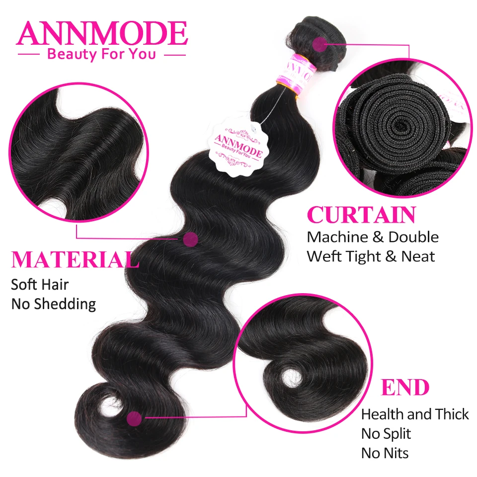 Annmode Hair Brazilian Body Wave Weave 3/4 Bundles Natural Color 100% Human Hair Extensions Remy Hair Free Shipping Annmode Hair Brazilian Body Wave Weave 3/4 Bundles Natural Color 100% Human Hair Extensions Remy Hair Free Shipping