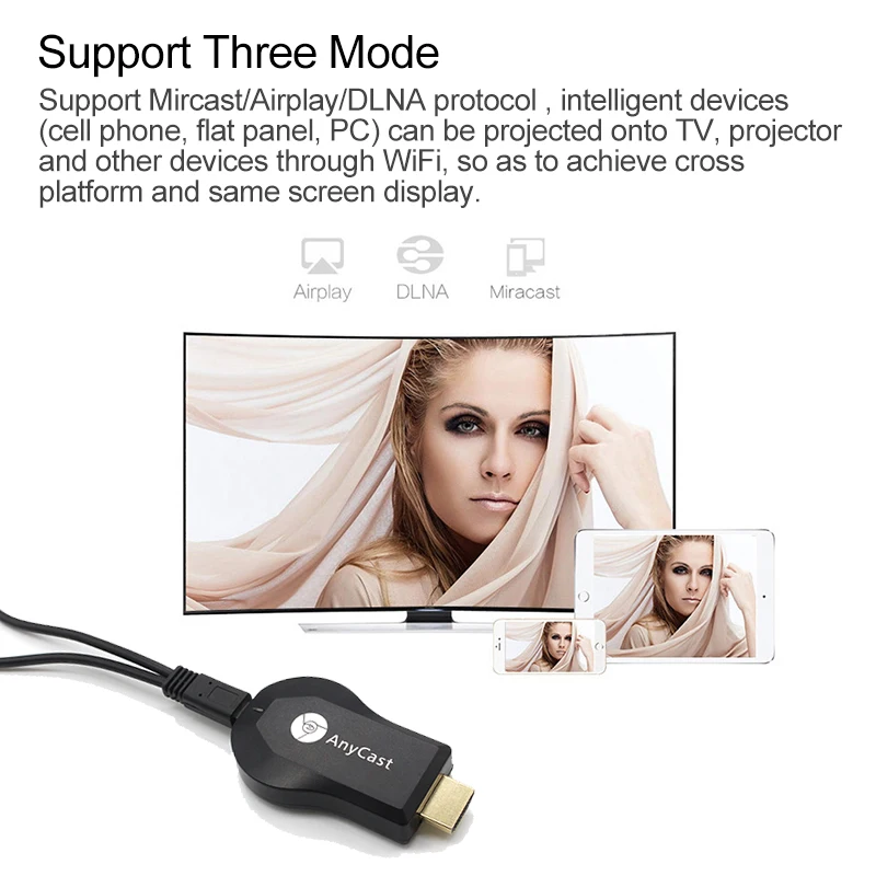 AnyCast M4 Plus беспроводной WiFi Дисплей донгл приемник 1080P HD Интерфейс ТВ палка DLNA Airplay