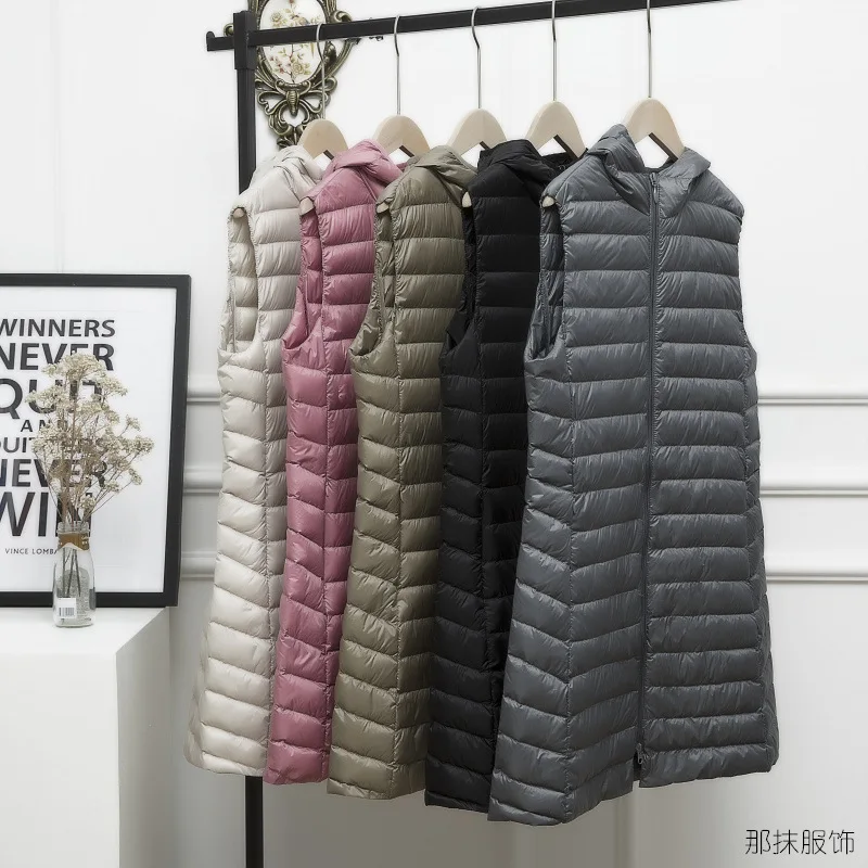 

Spring Winter Outdoors Camping Trekking Working Frivolous Self-cultivation Down Jackets Even Hat Vest Girls Long Fund Overcoat