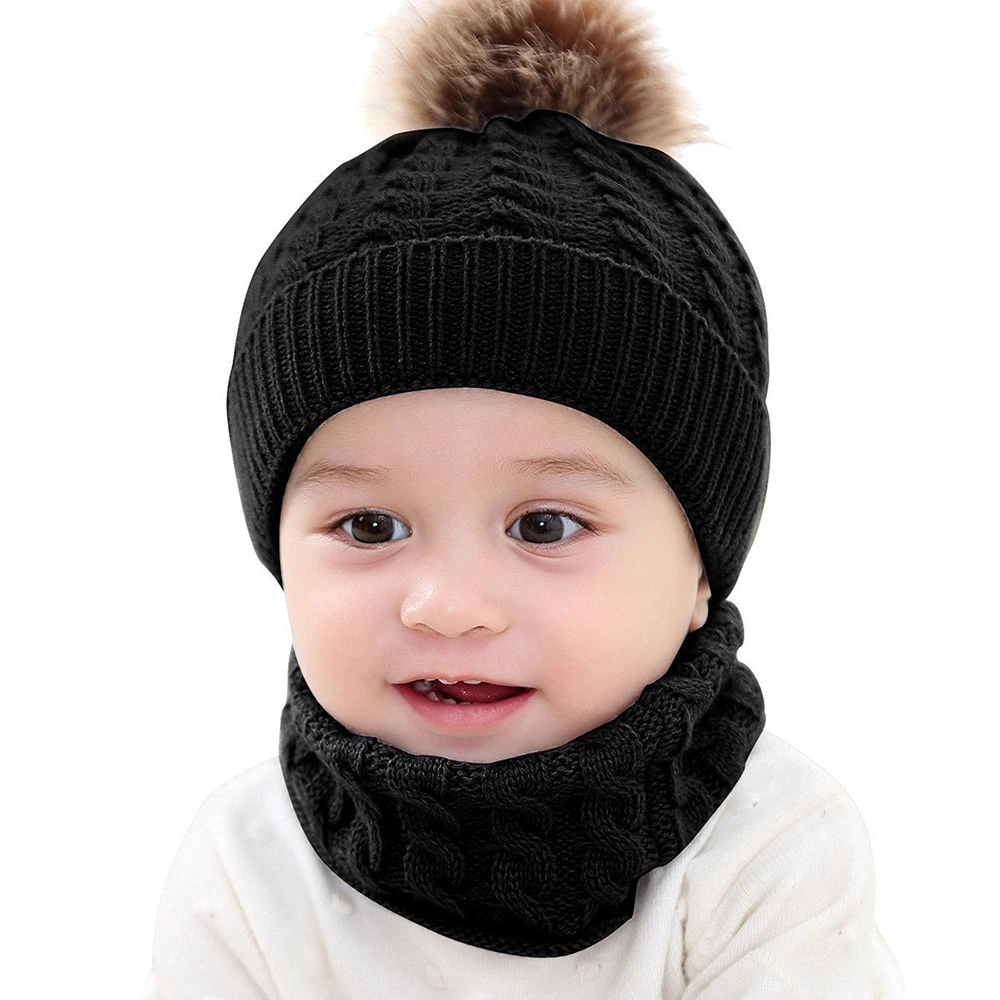 2pcs Toddler Kids Hats Baby Girl Circle Loop Scarf Suits Neckwarmer Boy