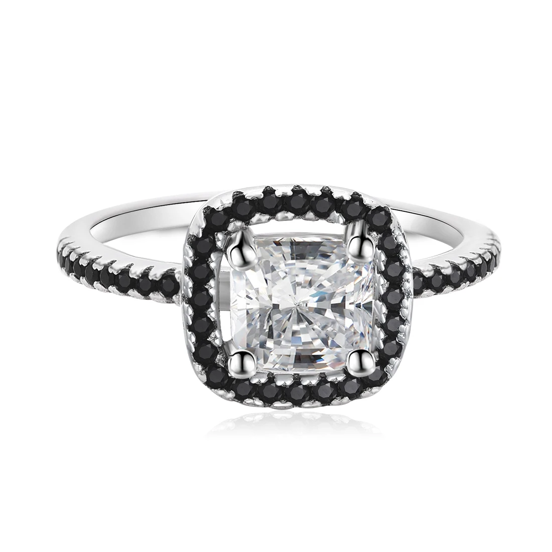 

2019 Fashion 925 Sterling Silver Square Rings For Wedding Engagement Band Female Girls Finger Ring