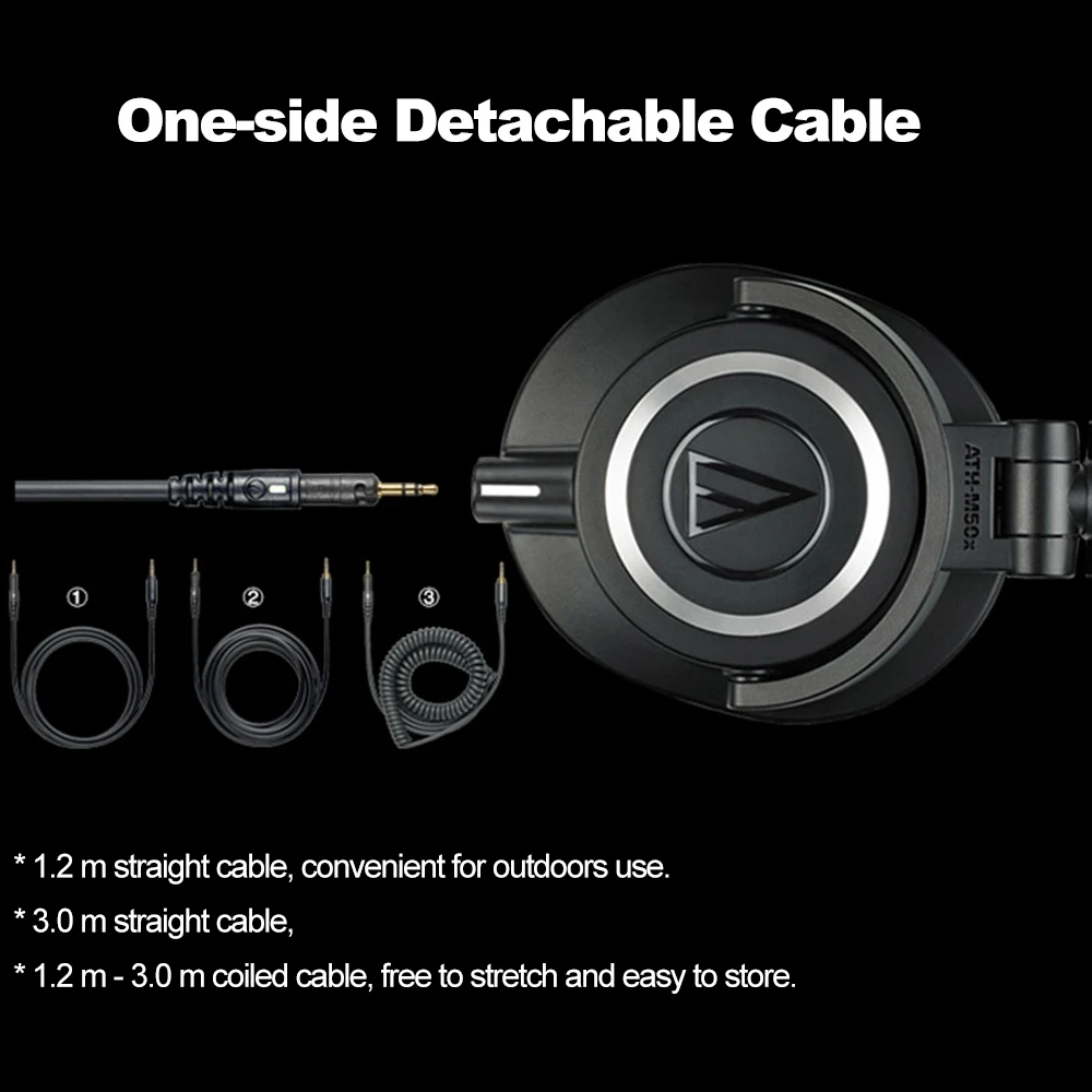 Audio-Technica мониторные наушники ATH-M50x Проводные закрытые задние динамические Накладные Наушники Hi-Fi складные наушники съемные кабели