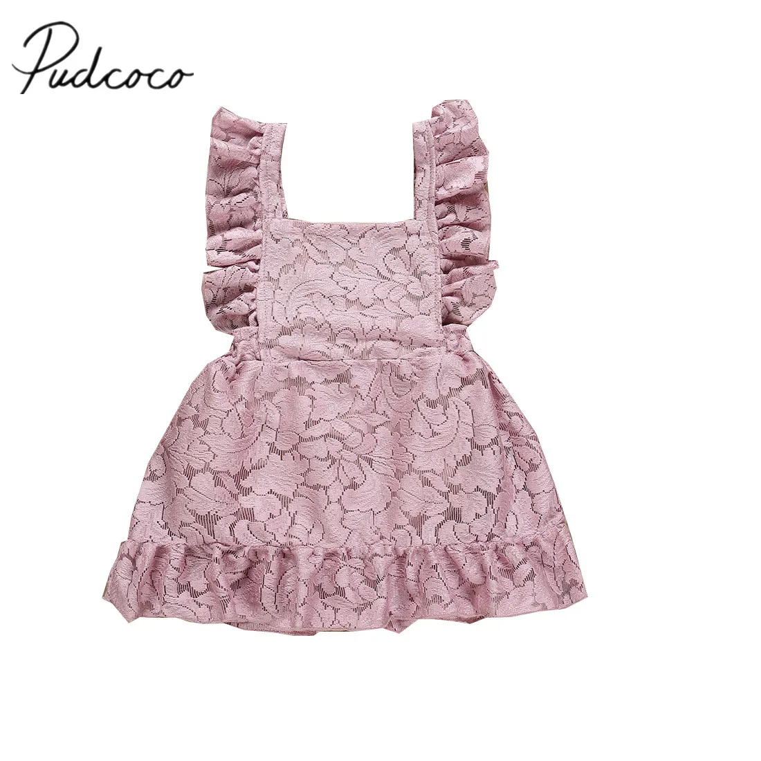 

2019 Baby Summer Clothing Princess Baby Girl Lace Rose Dresses Sleeveless Ruffles Backless Floral Gown Princess Dress 0-24M