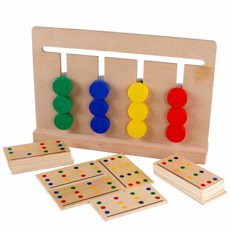 Montessori Enlightenment Children's logic toys early Education teaching Aids Matching Four Color Games Classic Baby Wooden Block