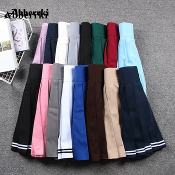 

Japanese Cute Pleated Skirt Cosplay Schoolgirl Uniform Harajuku Solid High Elastic Waist Mini Skirt with Shorts Saias Femininas