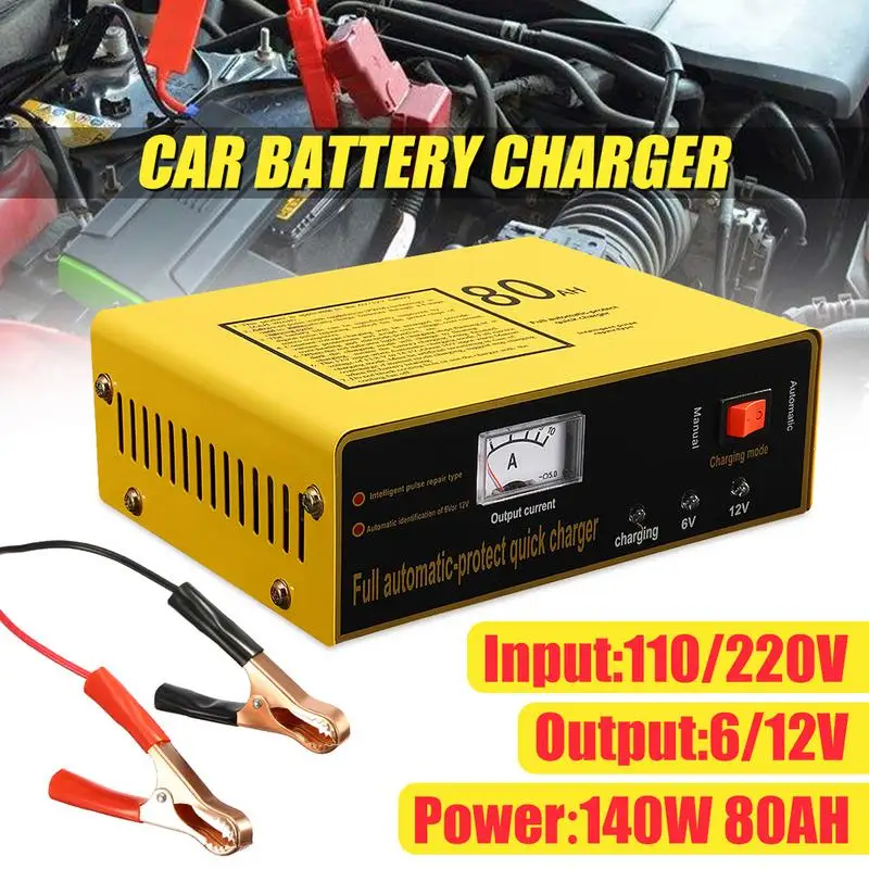 

Universal AC110-250V To DC 6/12V 80AH 140W Automatic Intelligent Car Battery Charger Full Automatic-protect Quick Charger