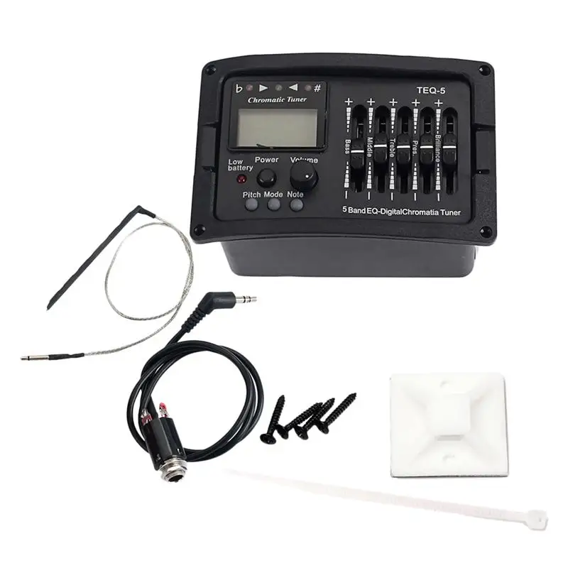 

1 Pc Pre-Amp 5 Band EQ Equalizer Pickup Electric Acoustic Guitar Tuner with Volume Control Presence Control Treble Control