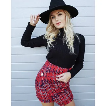 

Women Ladies Autmn Plaid Pencil Skirt High Waist Stretch Bodycon Wrap Club Mini Skirt