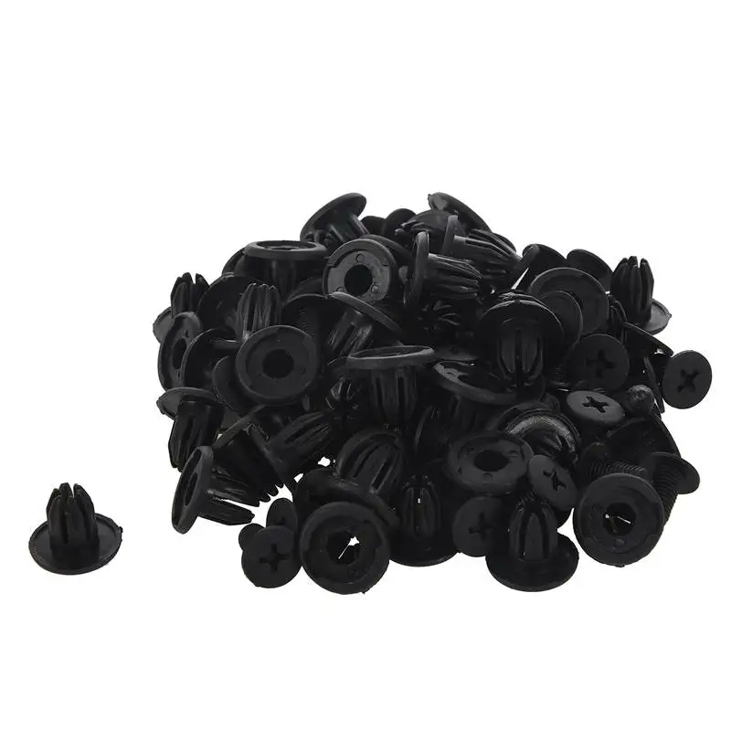 

50pcs Black Plastic Rivet Trim Fastener Clips 10mm Hole for Car