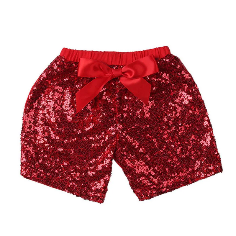 Fashion Infant Baby Girls Bow Party Shorts Bottoms Sequin Solid Regular Style High Waist Casual Shorts 5 Style Outfit 
