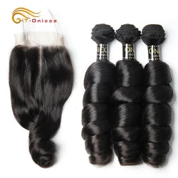 Loose Wave Bundles With Closure Weave Human Hair Bundles With Closure Brazilian Hair Extension Remy Hair Bundles With Closure Loose Wave Bundles With Closure Weave Human Hair Bundles With Closure Brazilian Hair Extension Remy Hair Bundles With Closure