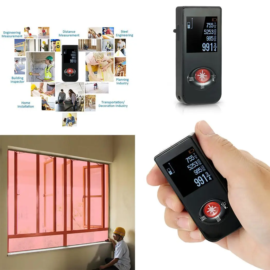 

Laser Range Finder Infrared Electronic Ruler USB Charging Measuring IP54 Kit Architecture, design Instrument
