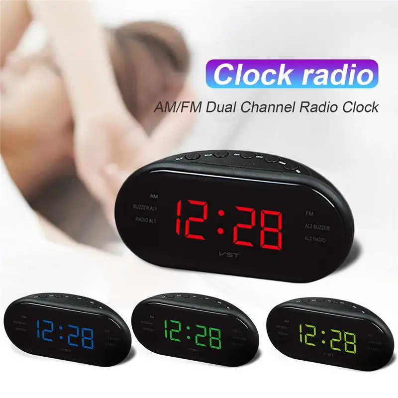

LED Clock Radio Car AM FM Dual Channel Radio Clock AM/FM Digital Funk Wecker Alarm Clock Home Outdoor Clock Radio Time Display