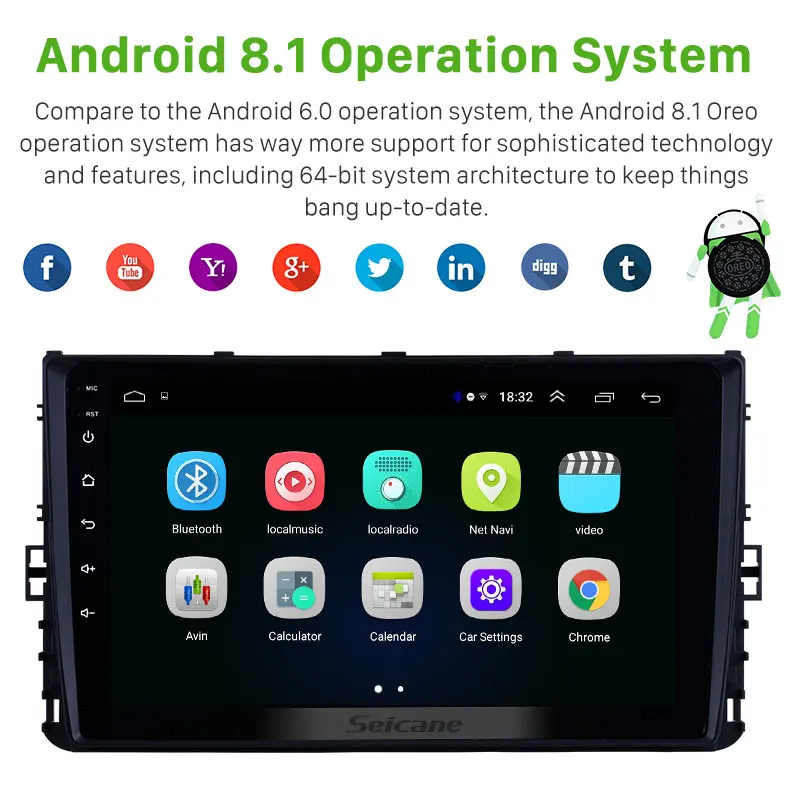 Мультимедийный плеер Seicane мультимедийный проигрыватель на Android 8 1 9 дюймов 2Din GPS Wi