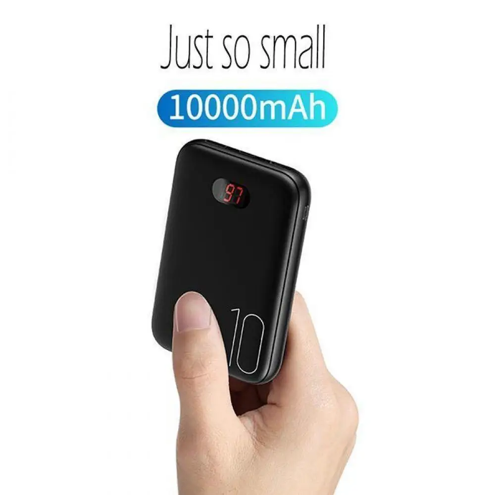 

10000mah Power Bank External Mini Digital Battery Bank Portable Charger LCD Display with Date Wire For Xiaomi MI iPhone Samsung