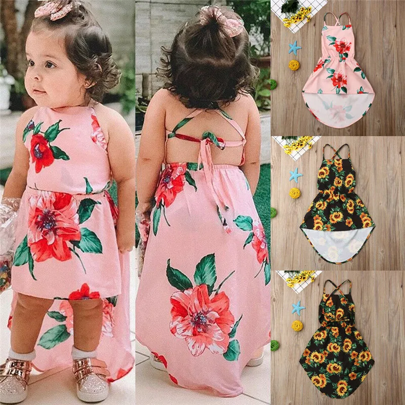 

PUDCOCO Fashion Kid Baby Girl Summer Dress Sunflower Backless Party Pageant Child Girls Dresses Casual Kid Clothes 1-6T